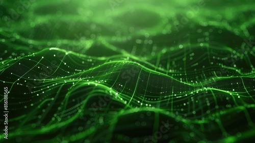 Modern Green Background. Abstract 3D Illustration of Data Connection and Communication