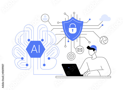 AI-Powered Network Security abstract concept vector illustration.