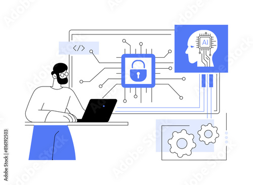 AI-Backed Security Patching abstract concept vector illustration.