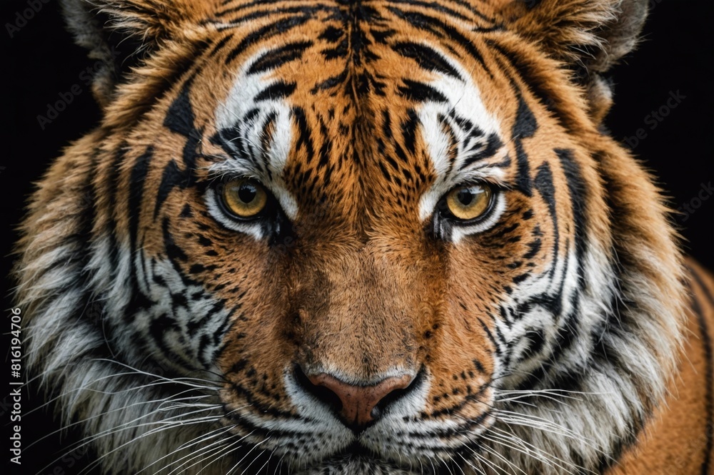 close up face tiger isolated on black background close up face tiger isolated on black background