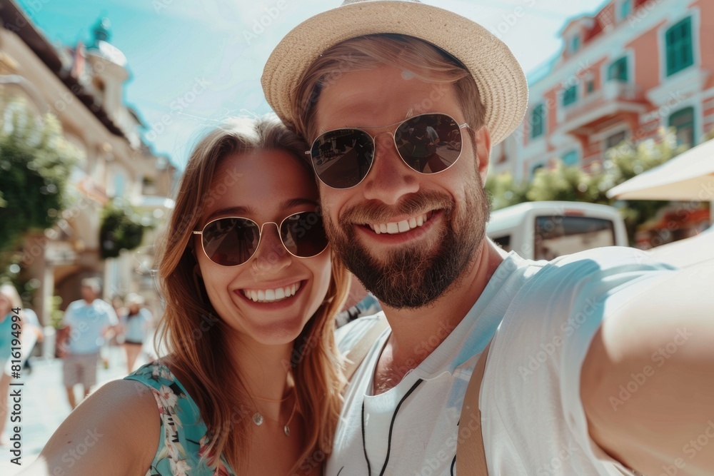 Couple Smile. Attractive Caucasian Couple Enjoying Day Out in Casual Summer Clothes Couple Smile. Attractive Caucasian Couple Enjoying Day Out in Casual Summer Clothes