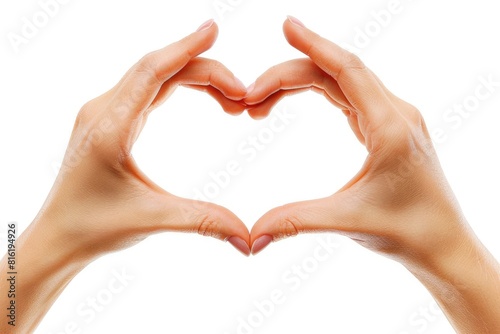 Heart On White. Female Hands Shaped as Heart in Isolated Background