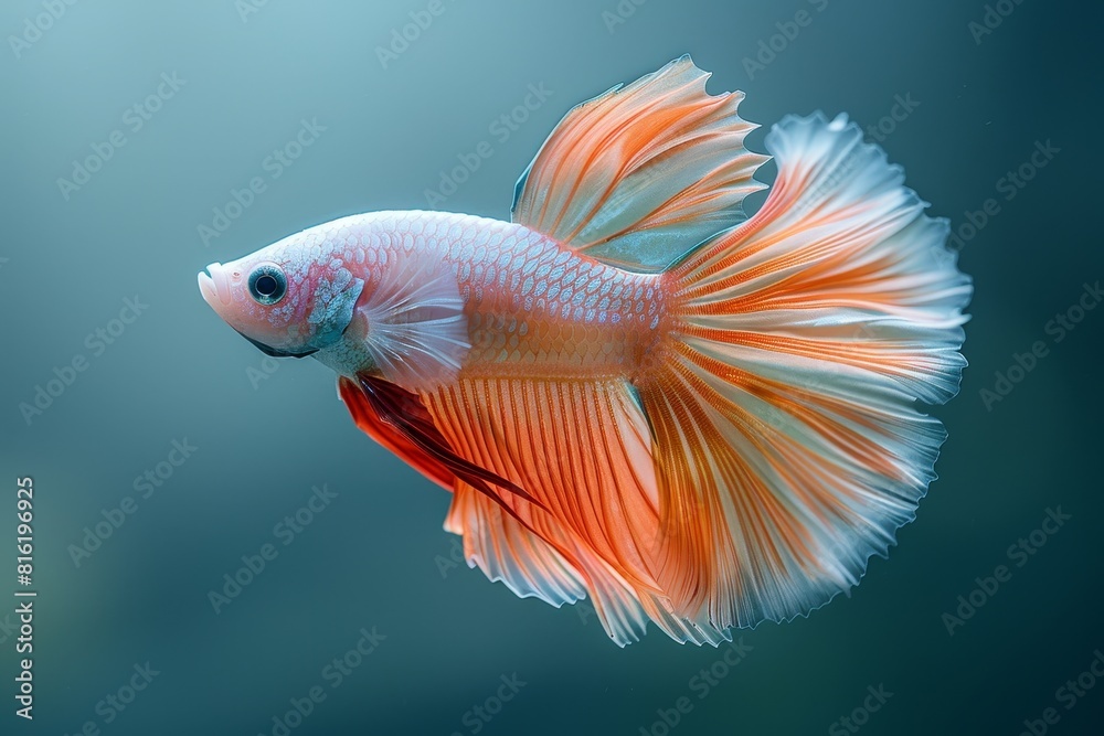 Fototapeta premium Siamese Fighting Fish (Betta splendens) in aggressive postures, capturing dynamic movement. 