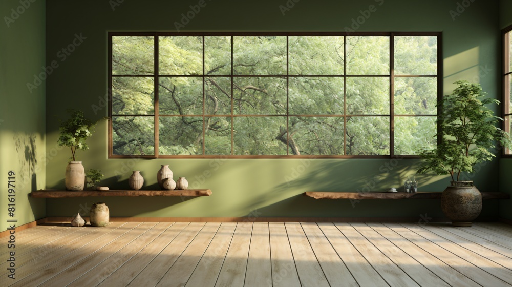 Fototapeta premium green minimal interior design