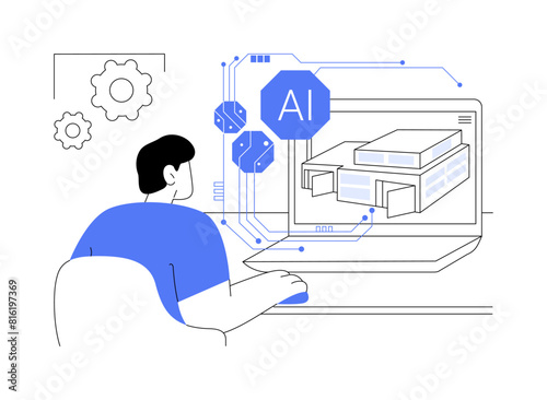 AI-Powered 3D Modeling abstract concept vector illustration. © Visual Generation