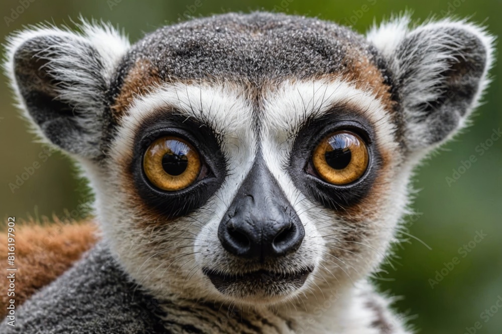 Fototapeta premium funny lemur face close up with big eyes