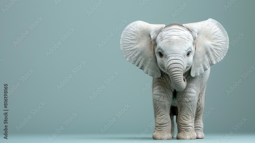 An elephant stands in a blue room with two light blue walls An elephant stands in a blue room with two light blue walls