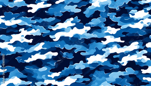 Camouflage blue pattern modern vector background, stylish design for textiles