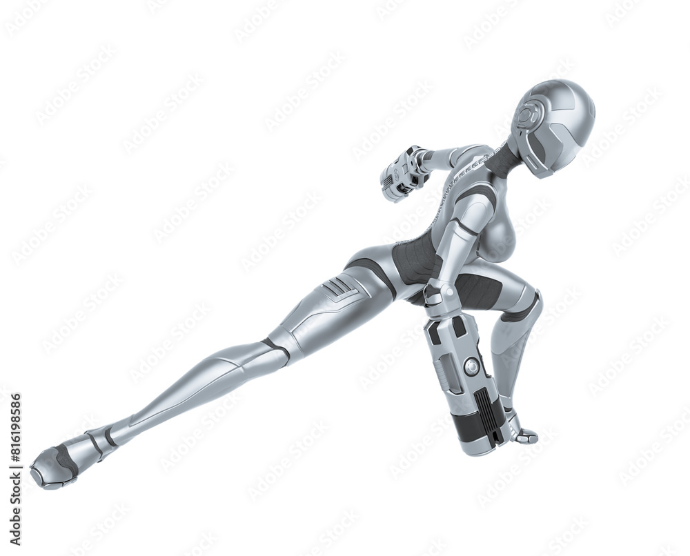 bot girl is kneeling and waiting for some action on side view bot girl is kneeling and waiting for some action on side view