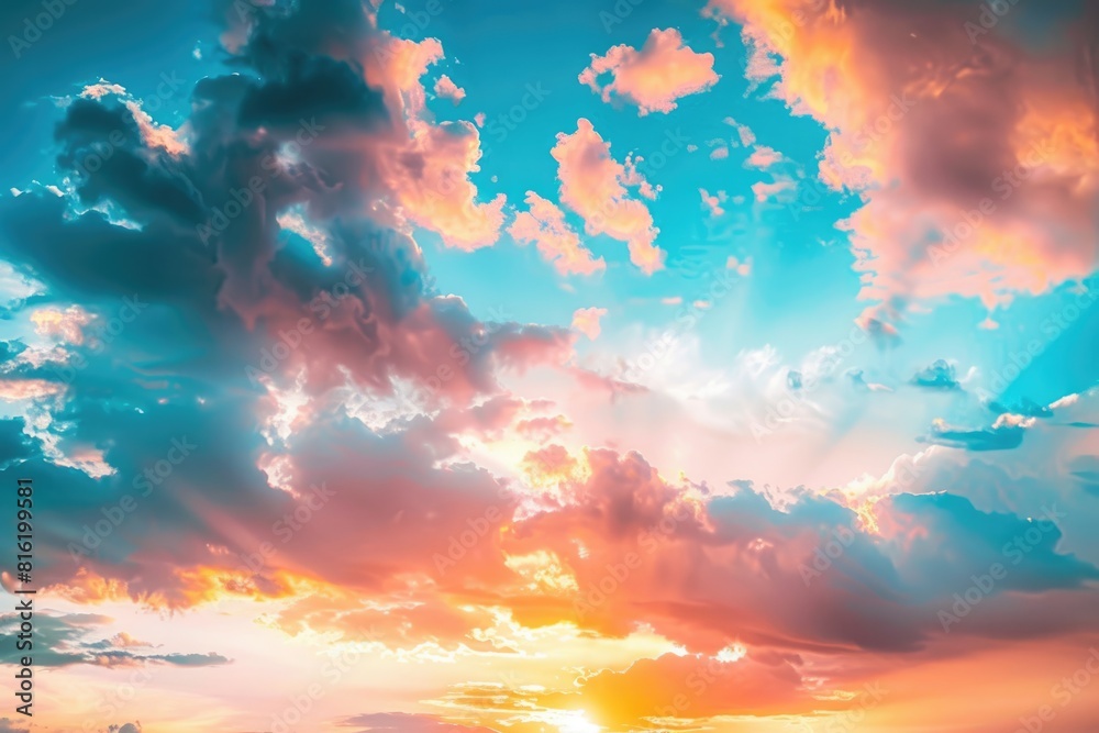 Twilight Sky. Stunning View of Sunset Sky with Orange, Red, and Blue Hues Twilight Sky. Stunning View of Sunset Sky with Orange, Red, and Blue Hues