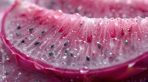  Watermelon slice with water droplets on top and bottom photo