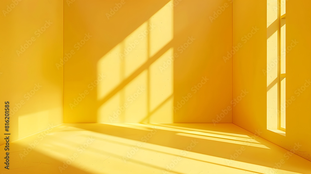 Obraz premium Empty yellow studio space with artistic windows shadow Minimalistic space concept : Generative AI