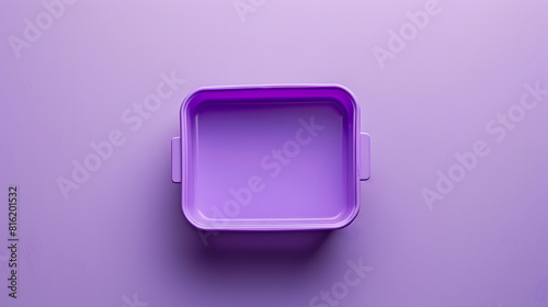 Purple lunch box Empty container for food top view : Generative AI