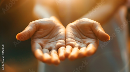Human open empty hands with palms up : Generative AI