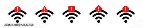 Bad wifi signals vector icons. No connection network internet.