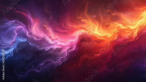 abstract fluid illustration of colorful electric clouds  stormy sky