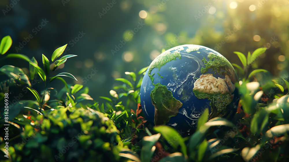 Globe nature and eco friendly environment, World environment and earth day, 3D illustration Globe nature and eco friendly environment, World environment and earth day, 3D illustration