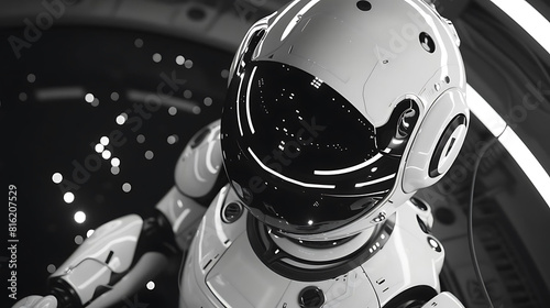 Astronaut in spacesuit exploring the vastness of space. photo