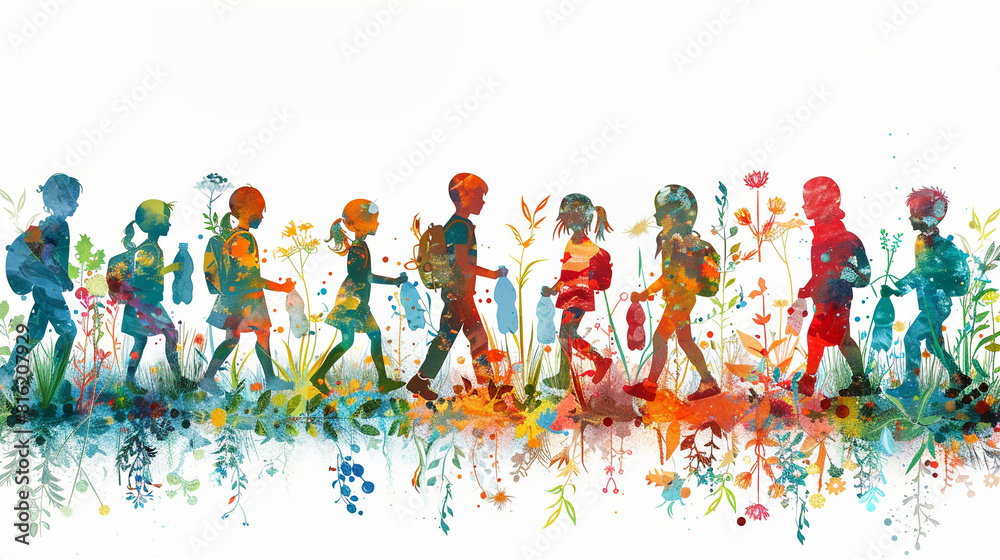 Illustration of Children picking up garbage. Illustration of Children picking up garbage.