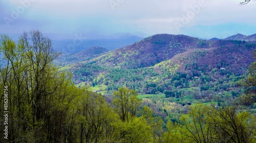 Misty Views on the Blue Ridge Parkway overlook  near Asheville NC