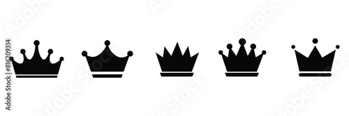 Set of king and queen crowns icon symbol. Royal Crown icons collection. Vector Illustration.