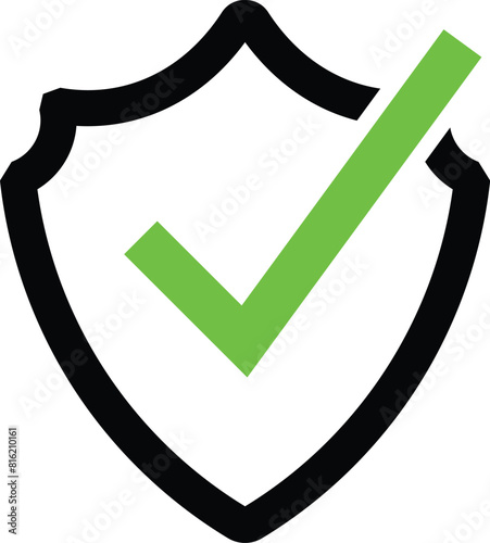 Set of Protection approve sign. Security shield protected icon. Protect shield sign. Defense protect elements. Vector Illustration.
