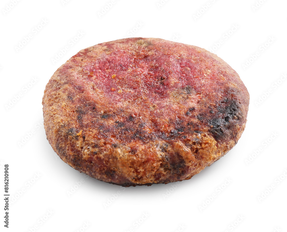 Tasty beetroot cutlet isolated on white. Vegetarian product Tasty beetroot cutlet isolated on white. Vegetarian product