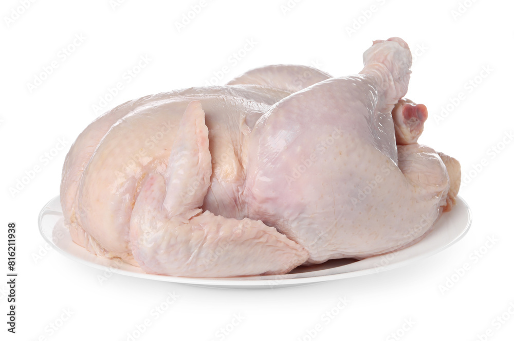 One fresh raw chicken isolated on white One fresh raw chicken isolated on white