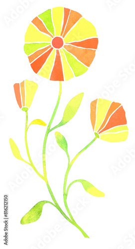A beautiful decorative flower. Watercolor illustration.