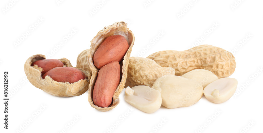 Fresh peanuts isolated on white. Healthy snack Fresh peanuts isolated on white. Healthy snack