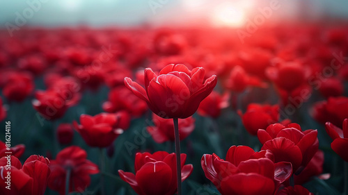 Red poppy flowers field offers a breathtaking sight