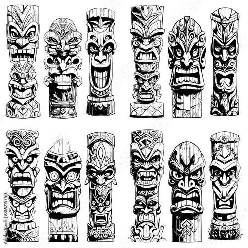 Tiki Totem Faces