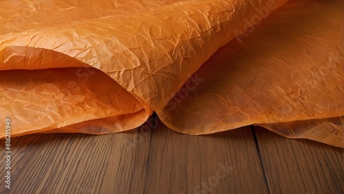 orange color creased paper tissue background texture