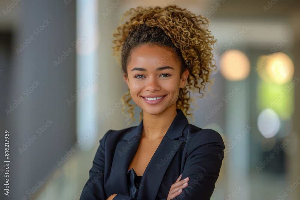 Confident Young Woman Professional in Office Setting with Business Attire Confident Young Woman Professional in Office Setting with Business Attire
