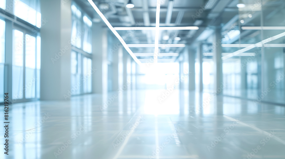 blurred for background office building interior empty hall in the modern office building empty open space office panoramic windows and beautiful lighting : Generative AI