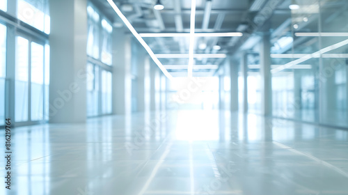 blurred for background office building interior empty hall in the modern office building empty open space office panoramic windows and beautiful lighting : Generative AI