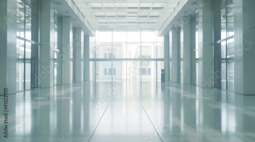 blurred for background office building interior empty hall in the modern office building : Generative AI