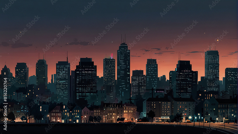 Fototapeta premium City-themed aesthetic landscape background