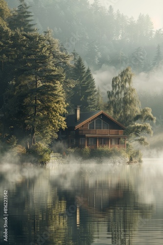 house near the lake Generative AI