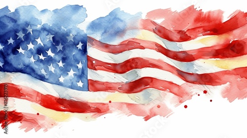 Obraz na płótnie Watercolor painting of US national flag w salonie