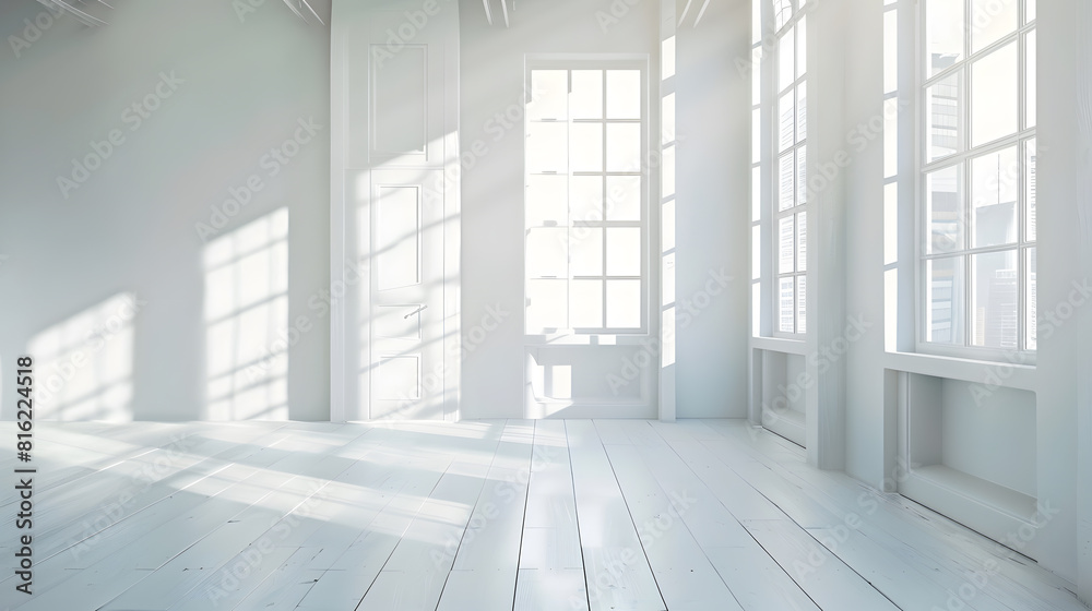 Fototapeta premium light white room and big window : Generative AI