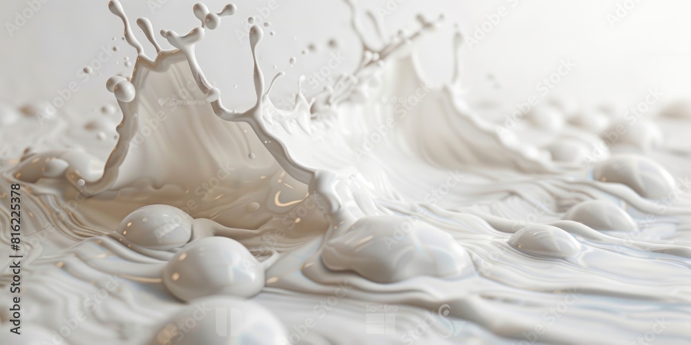 A splash of white milk is splashed across the screen A splash of white milk is splashed across the screen