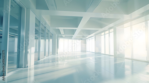 Interior of modern empty office buildingOpen ceiling design   Generative AI