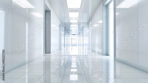 Empty corridor in the modern office building : Generative AI