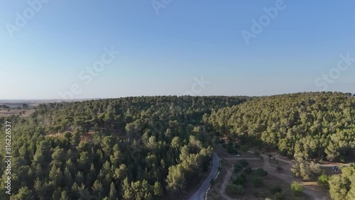 Aerial video of the roads between Kiryat Gat Forest, Israel photo