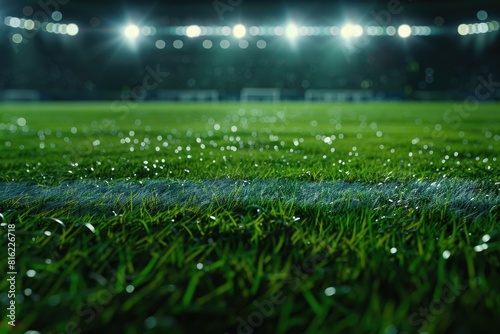 A soccer field with a white line on it