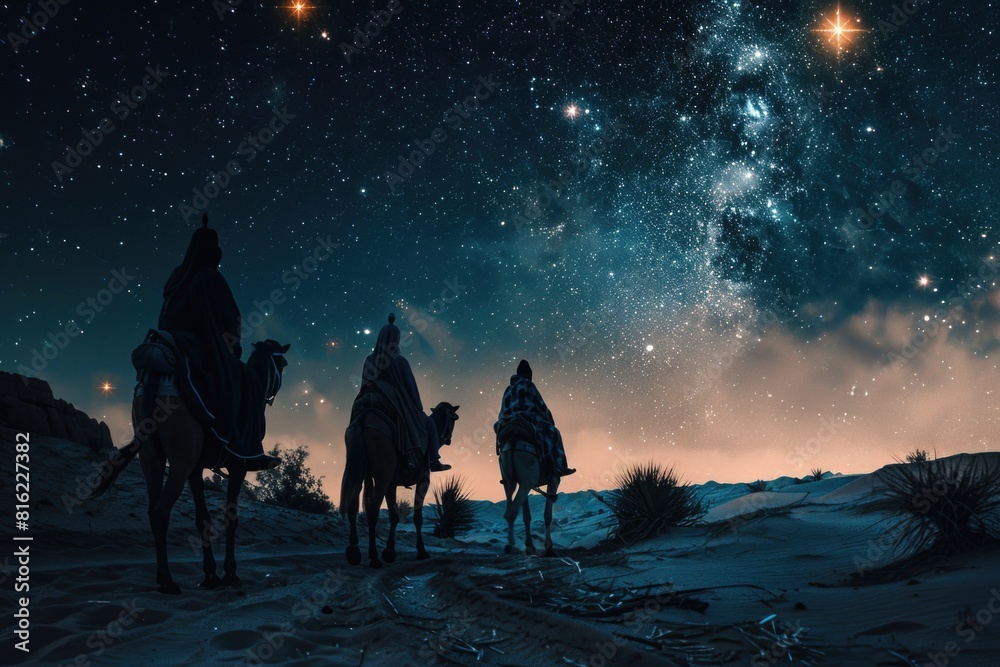 custom made wallpaper toronto digitalThree men riding camels under a starry sky