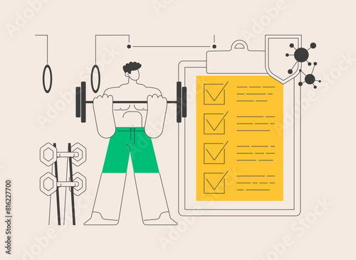 Fitness clubs and gyms safety rules abstract concept vector illustration.