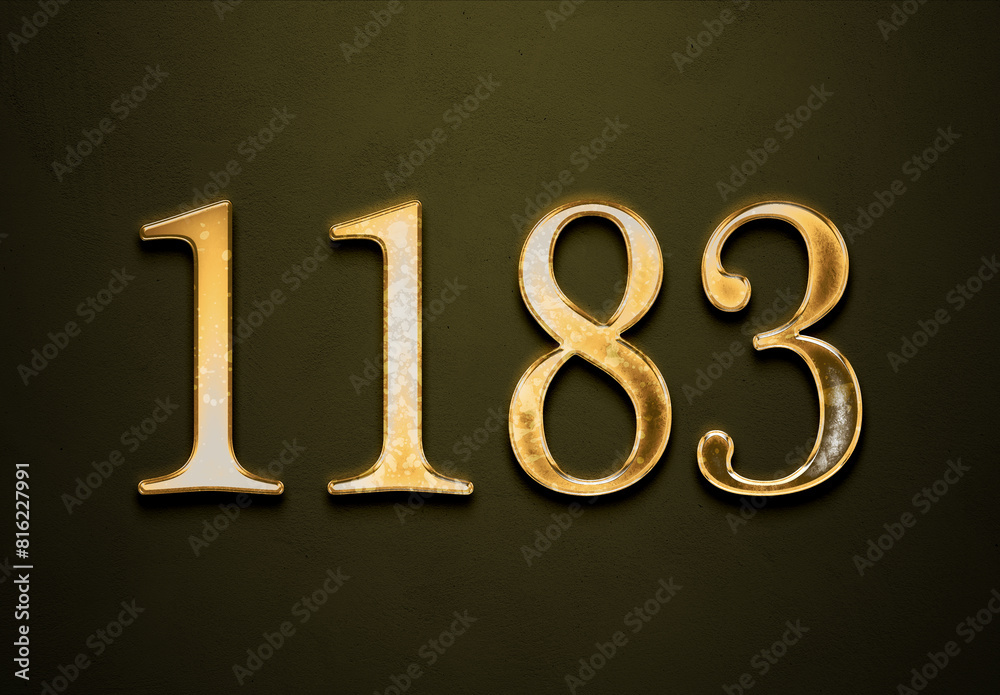 Old gold effect of 1183 number with 3D glossy style Mockup. Old gold effect of 1183 number with 3D glossy style Mockup.