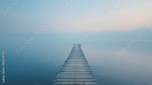 Jetty pointing to the sea at blue hour before sunrise : Generative AI